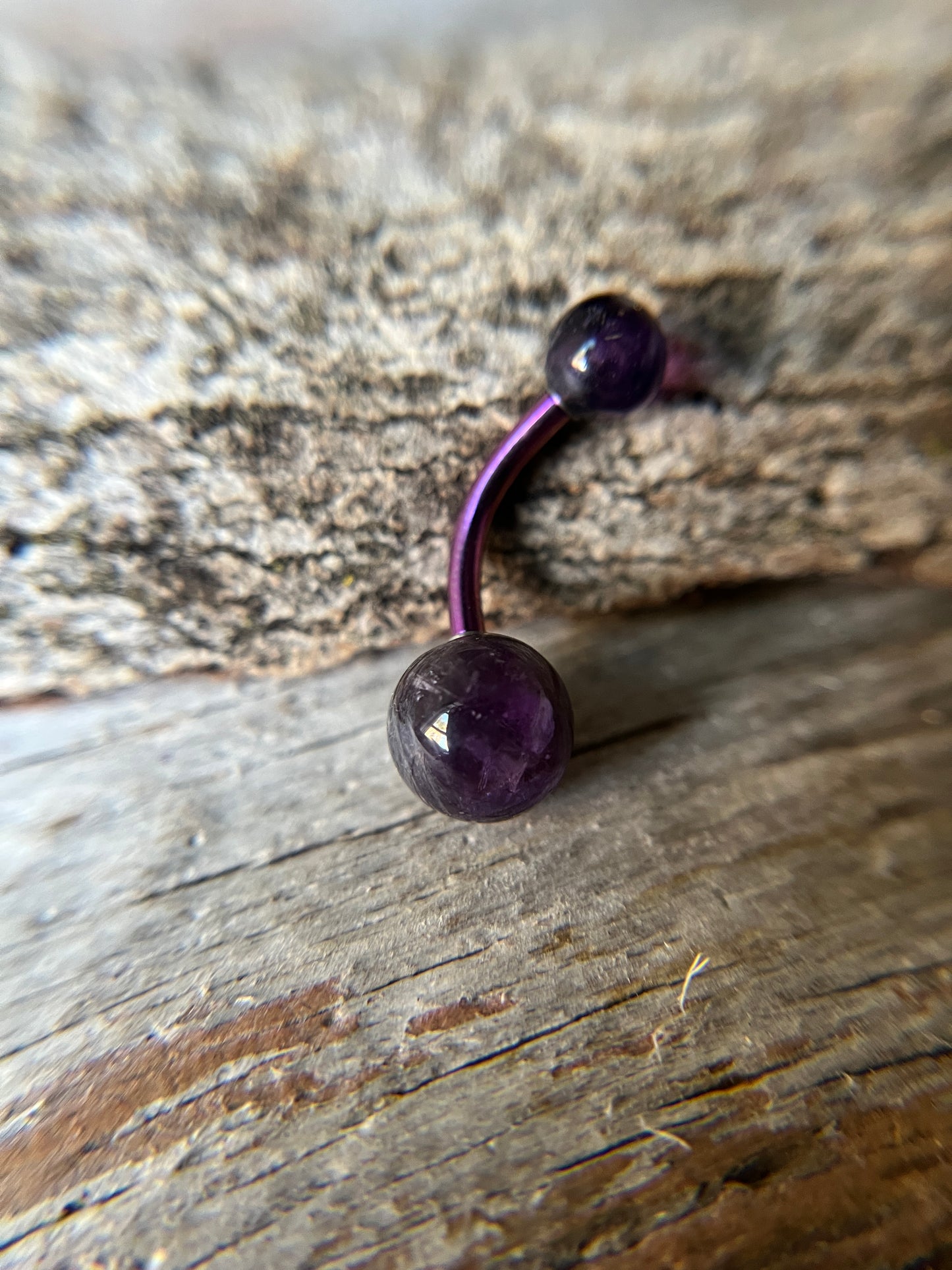 Pick Your Finish Color Amethyst Natural Stone 14G Curved Barbell