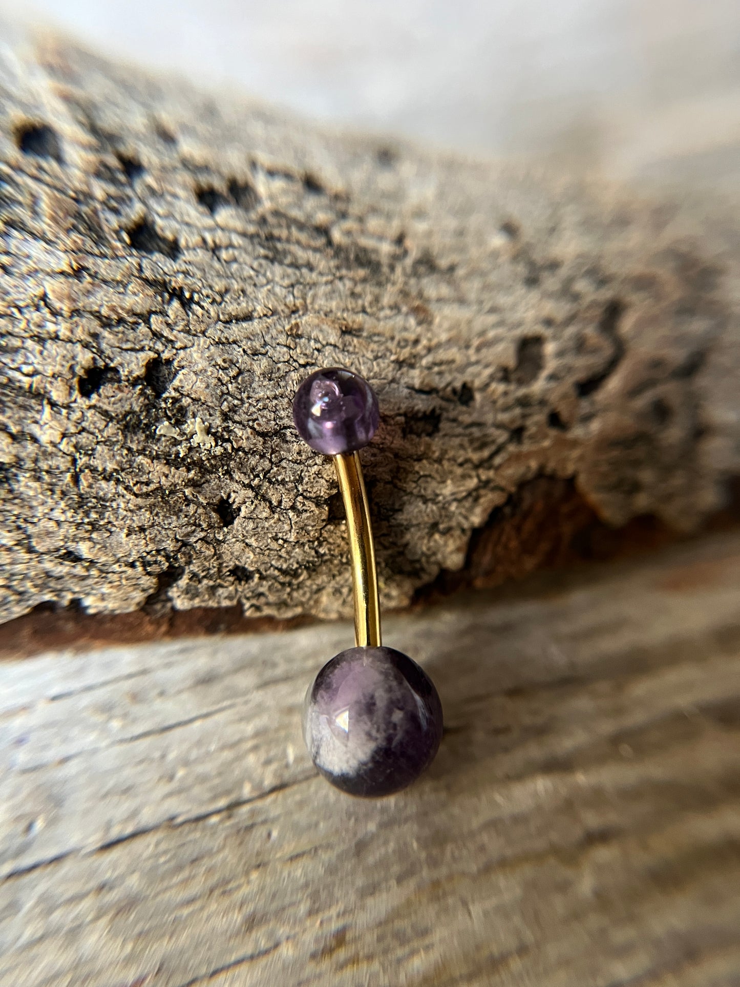 Pick Your Finish Color Amethyst Natural Stone 14G Curved Barbell