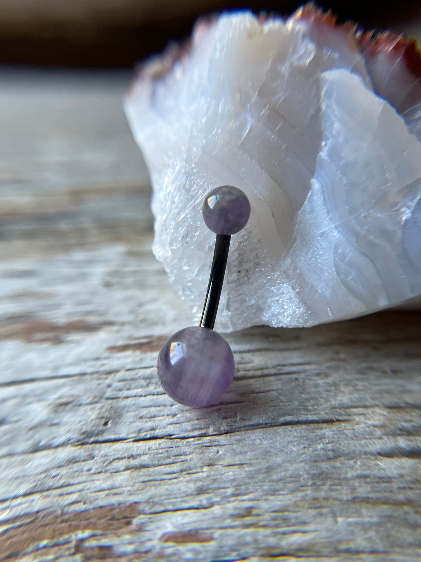 Pick Your Finish Color Amethyst Natural Stone 14G Curved Barbell