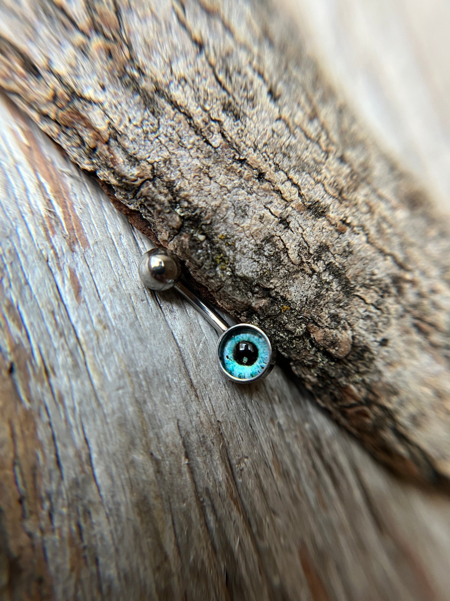 Blue Eyeball Glass Cabochon Belly Ring