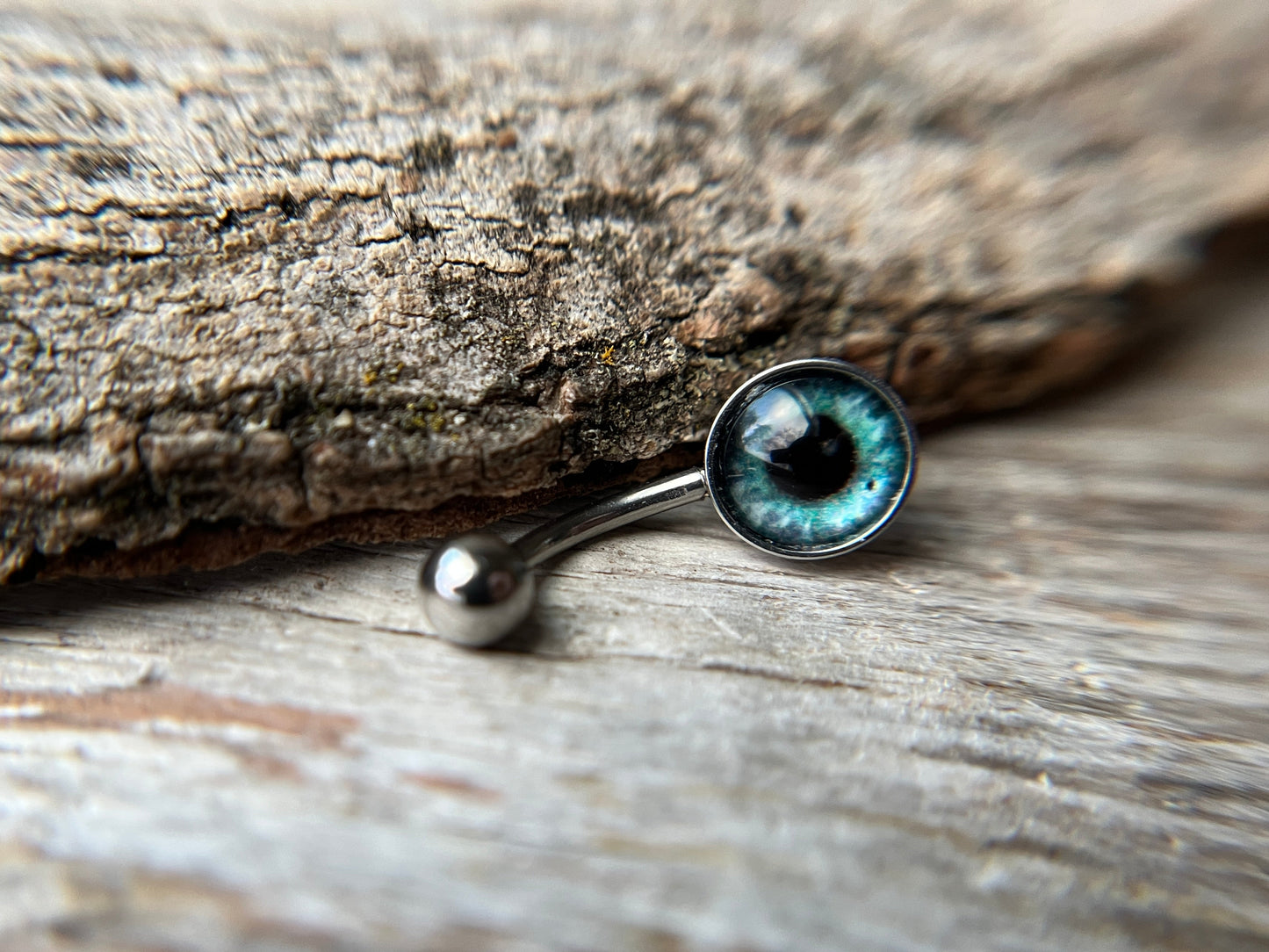 Blue Eyeball Glass Cabochon Belly Ring