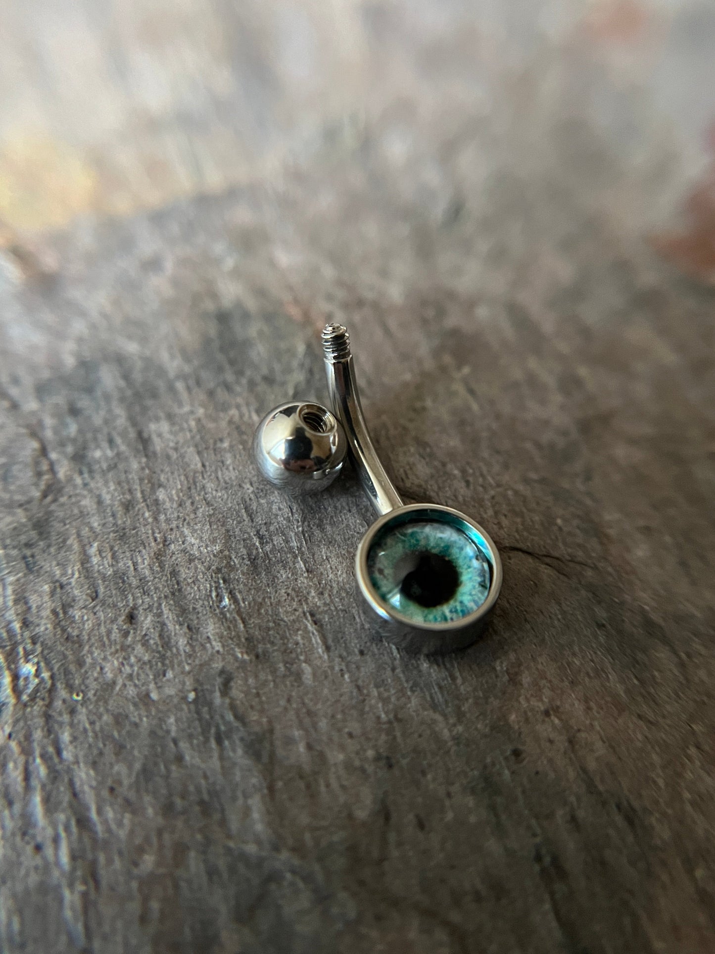 Blue Eyeball Glass Cabochon Belly Ring