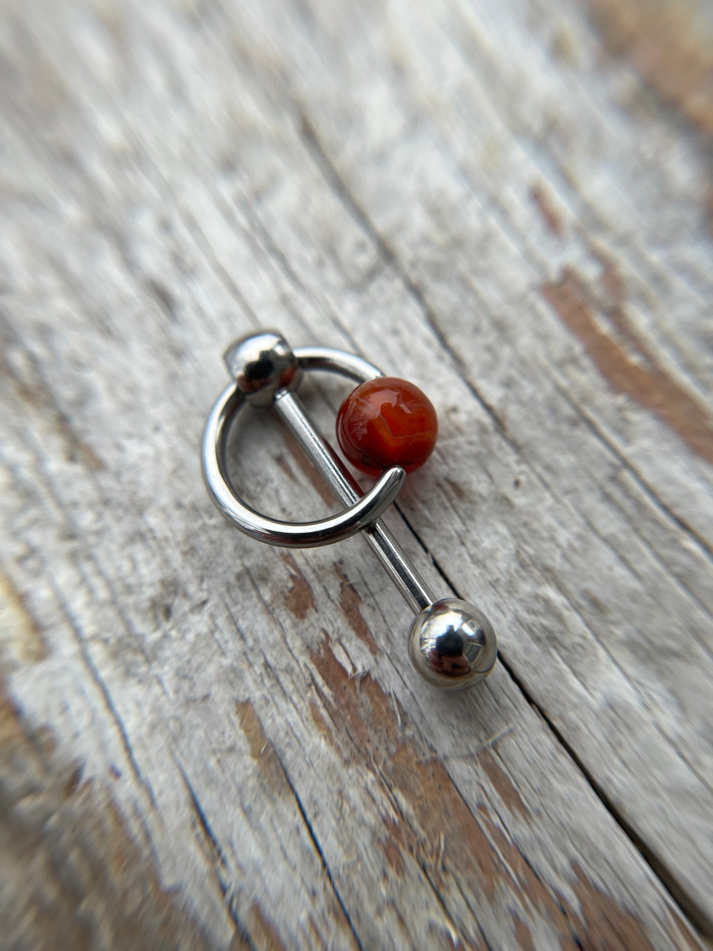 Carnelian Natural Stone Slave Knocker Tongue Barbell