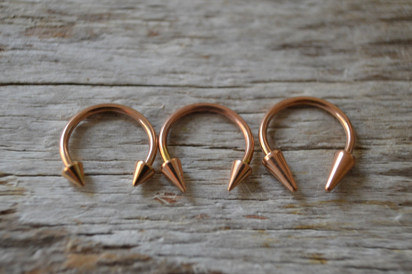 Rose Gold Titanium Plated Pick Your Spike Length 16G Horseshoe Ring