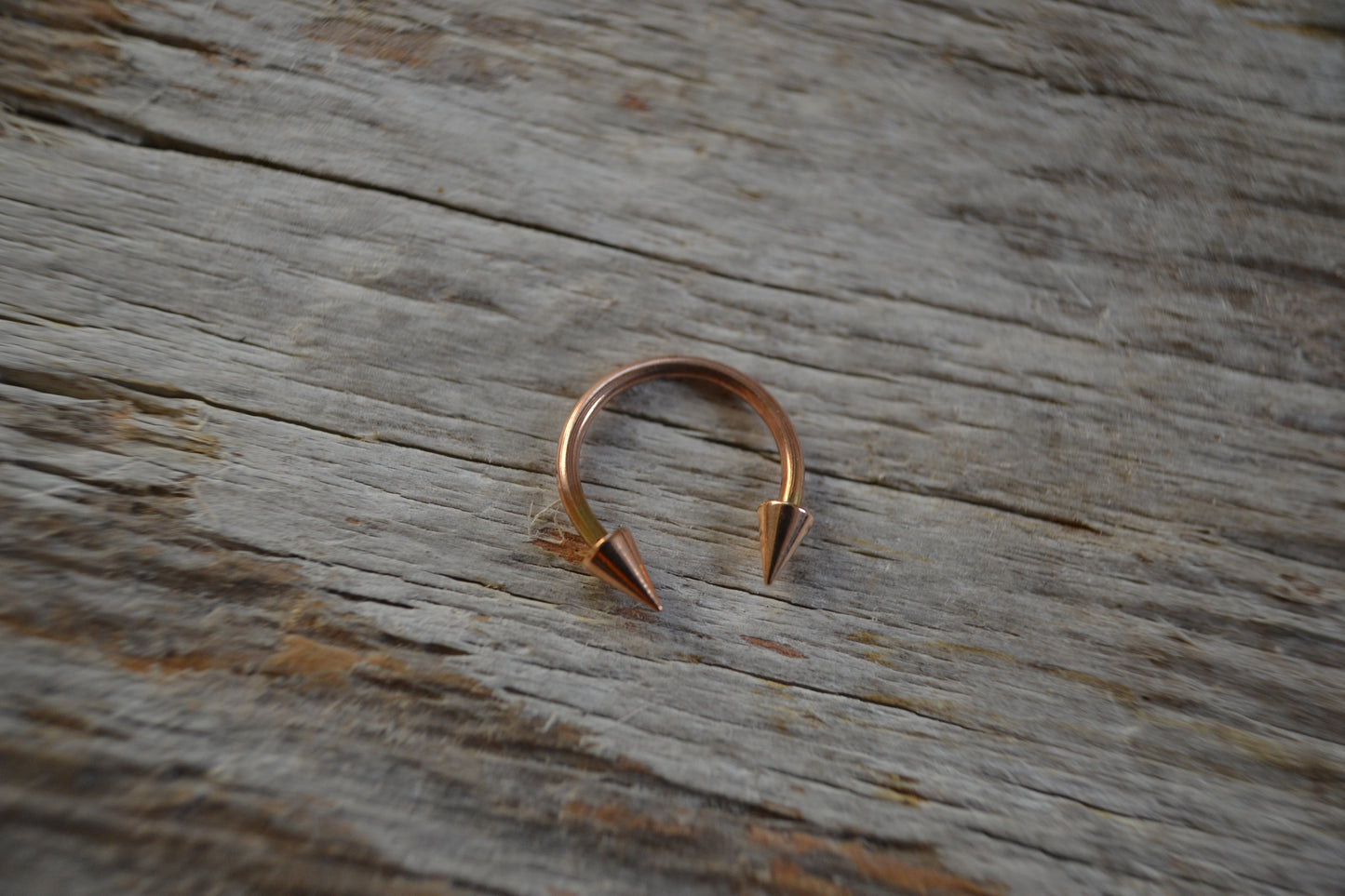 Rose Gold Titanium Plated Pick Your Spike Length 16G Horseshoe Ring