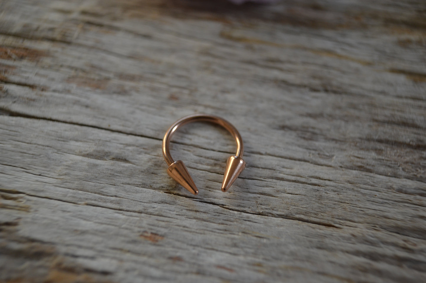 Rose Gold Titanium Plated Pick Your Spike Length 16G Horseshoe Ring