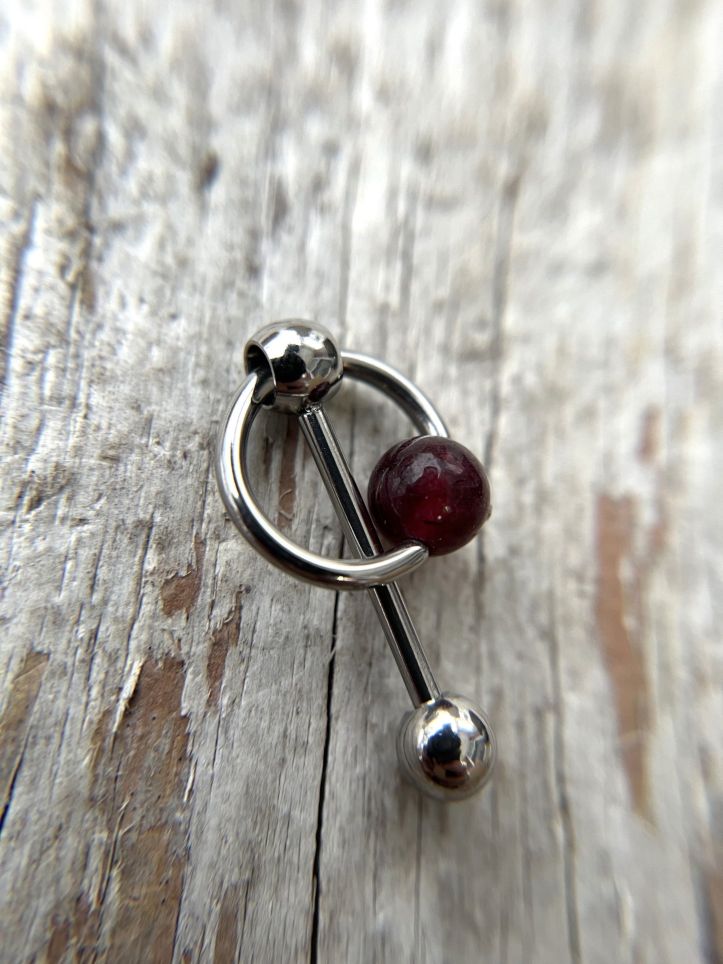 Garnet Natural Stone Slave Knocker Tongue Barbell