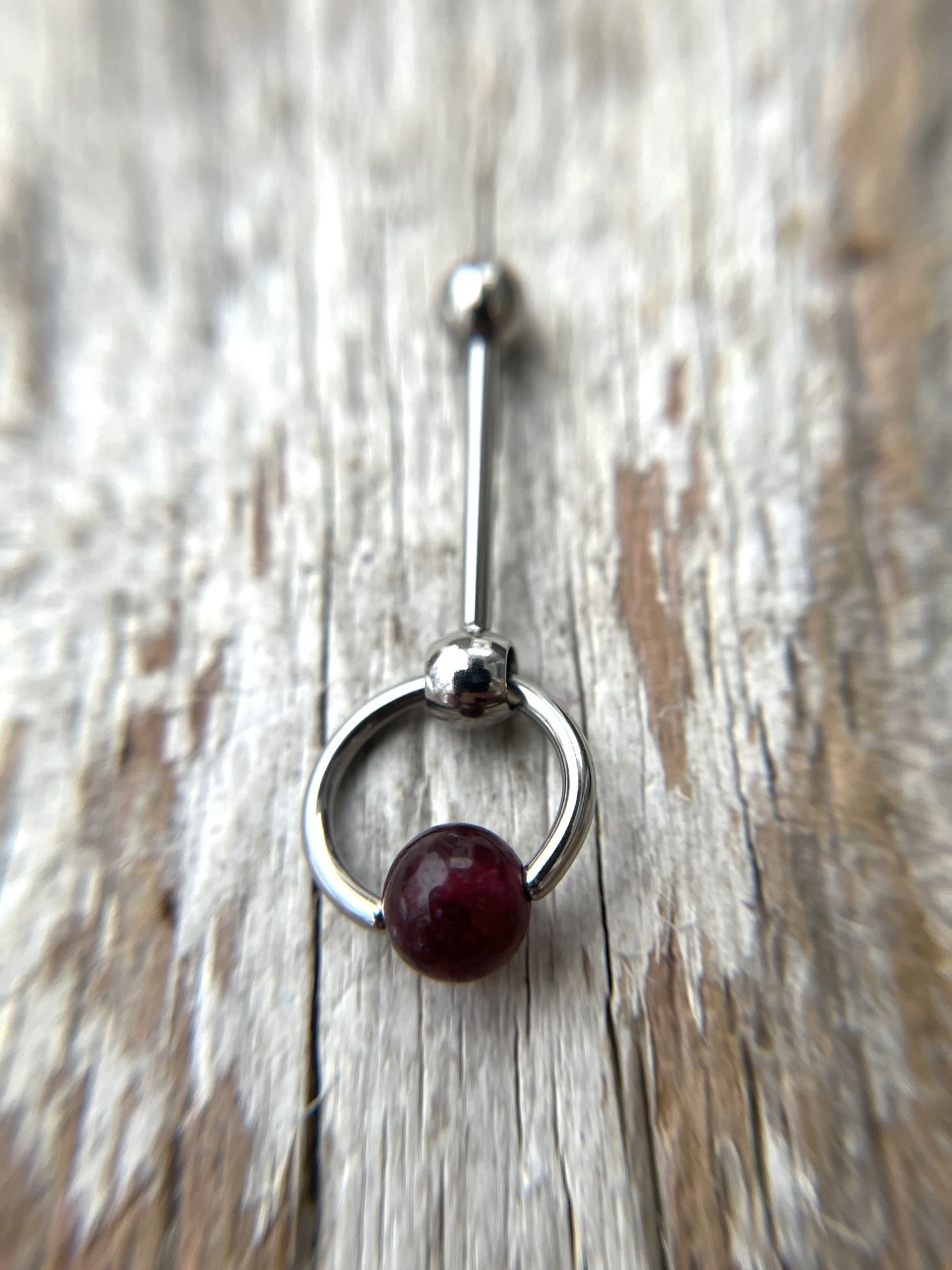 Garnet Natural Stone Slave Knocker Tongue Barbell