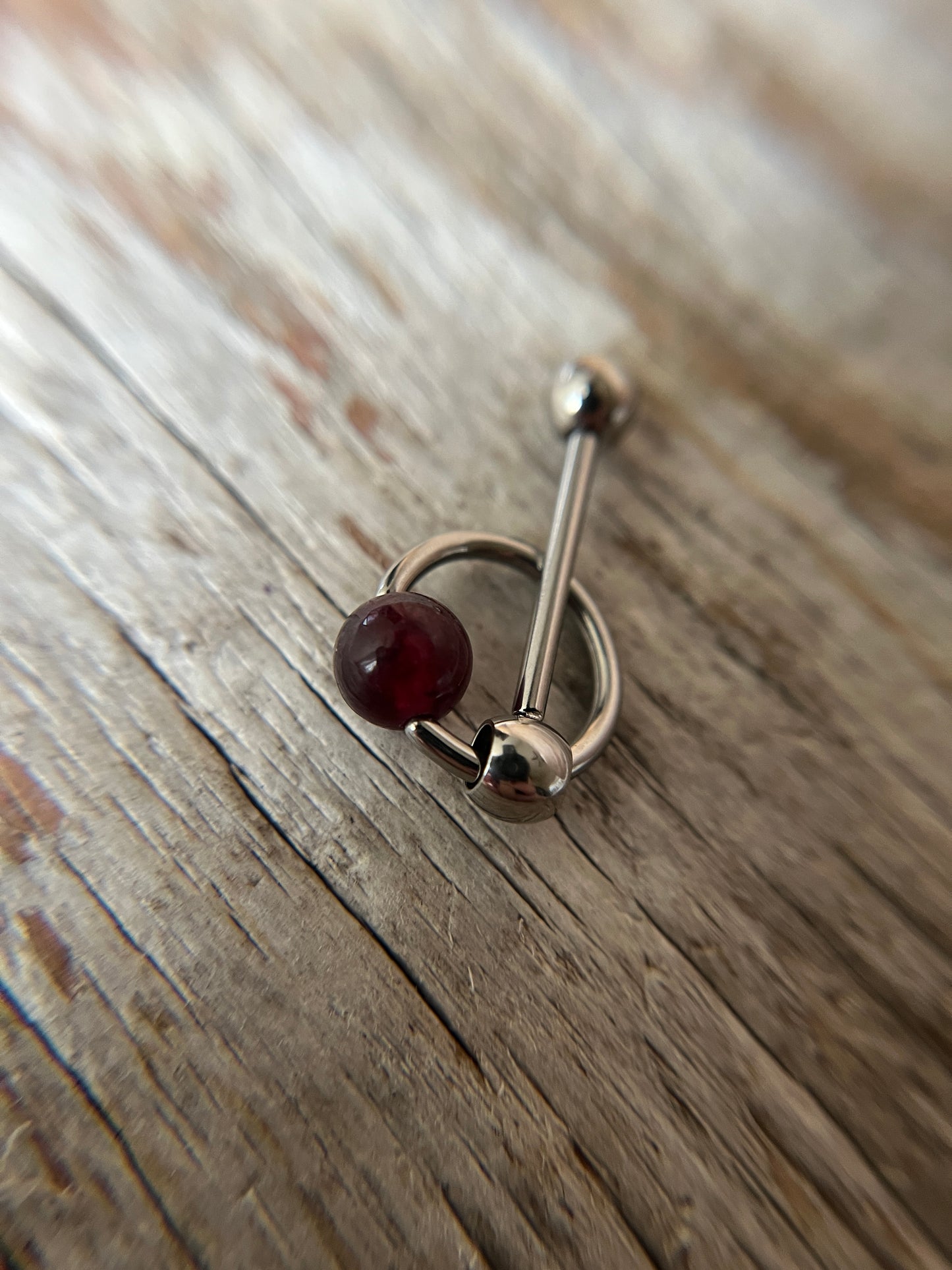 Garnet Natural Stone Slave Knocker Tongue Barbell