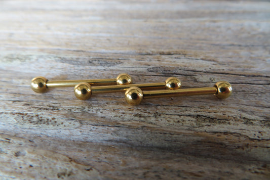 Gold Titanium Ion Plated 14G Piercing Barbell