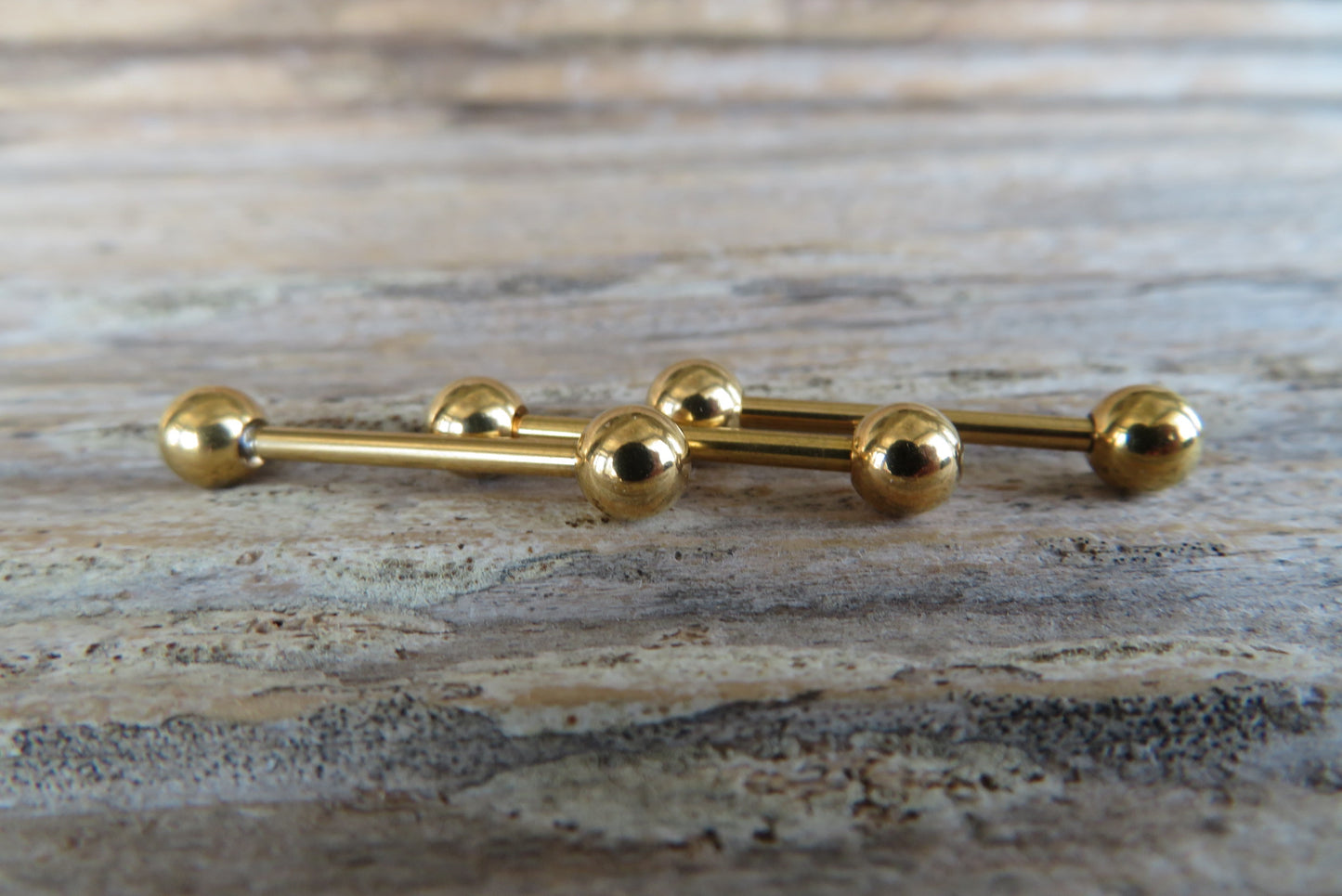 Gold Titanium Ion Plated 14G Piercing Barbell