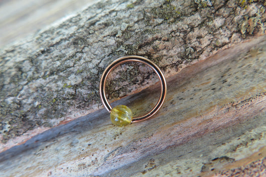 Citrine Natural Stone Rose Gold Titanium Ion Plated CBR Ring