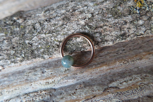 Moss Agate Natural Stone Rose Gold Titanium Ion Plated CBR Ring