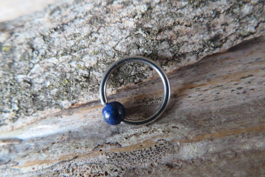 Lapis Lazuli Natural Stone ASTM F-136 Implant Grade Titanium CBR Ring