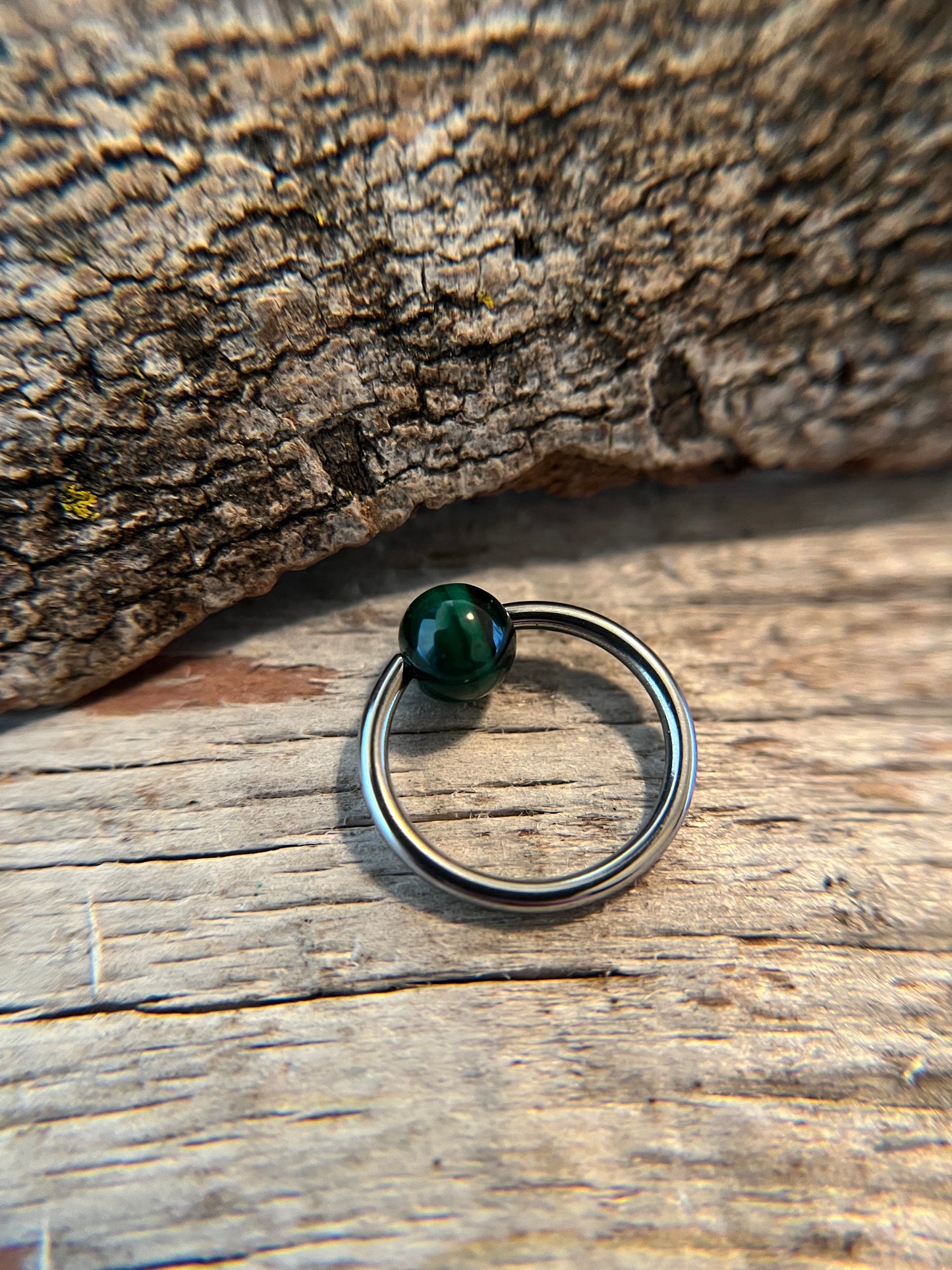 Malachite Genuine Natural Stone Surgical Steel CBR Ring