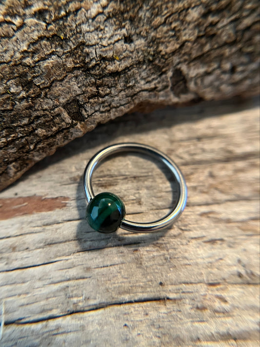 Malachite Genuine Natural Stone ASTM F-136 Implant Grade Titanium CBR Ring