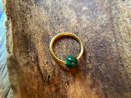 Malachite Genuine Natural Stone Gold Titanium Ion Plated CBR Ring