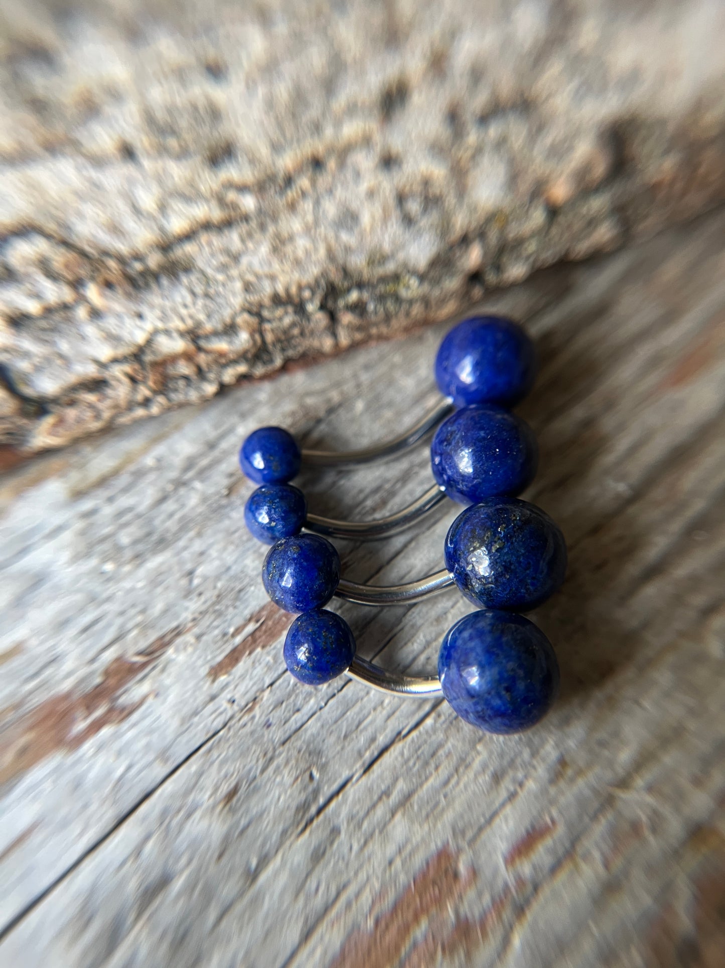 Pick Your Finish Color Lapis Lazuli Natural Stone 14G Curved Barbell