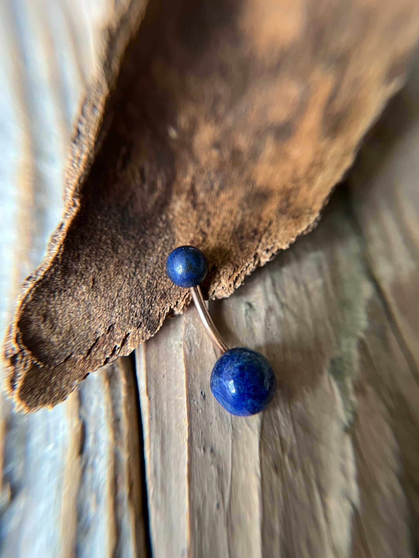 Pick Your Finish Color Lapis Lazuli Natural Stone 14G Curved Barbell