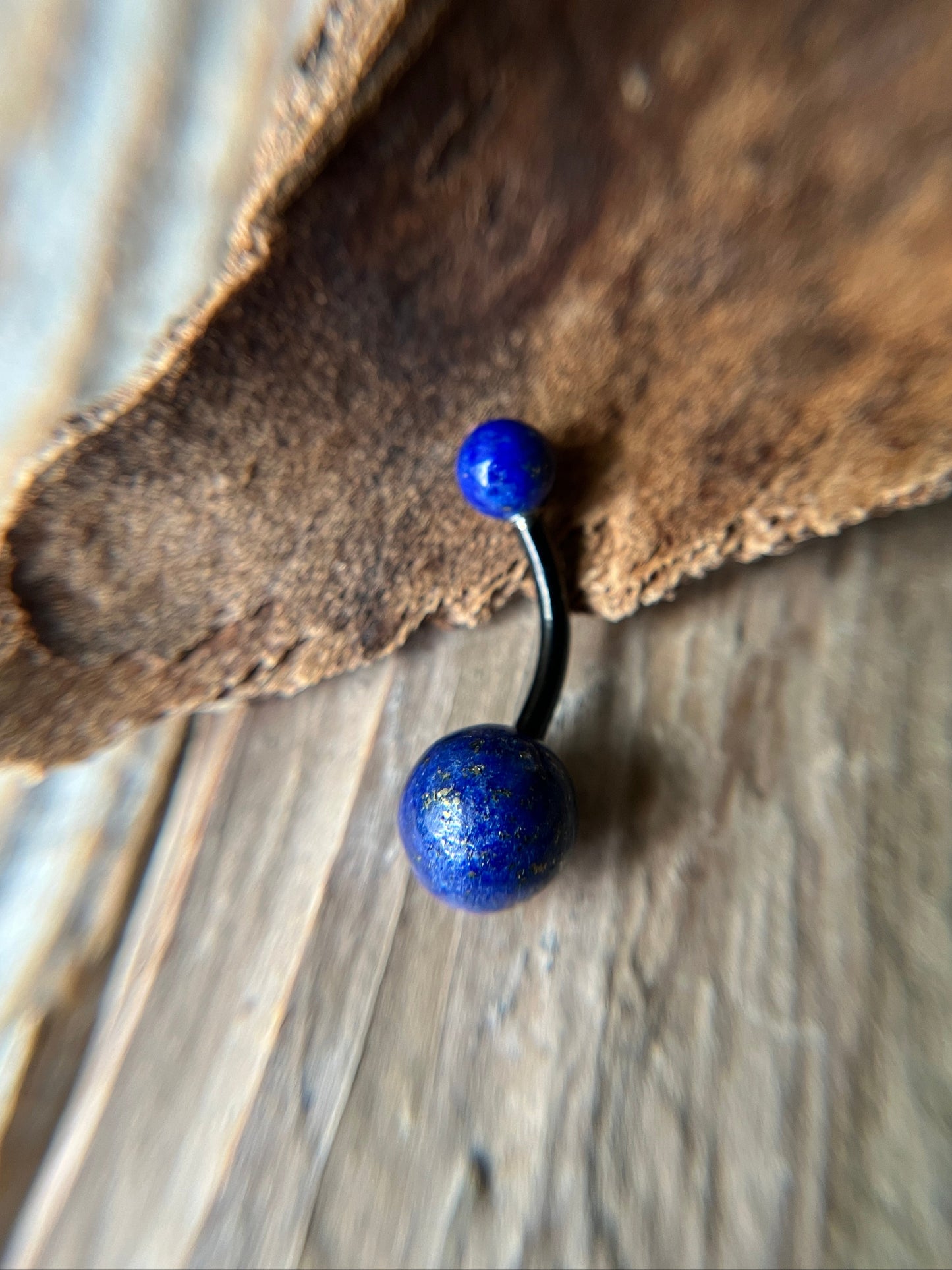 Pick Your Finish Color Lapis Lazuli Natural Stone 14G Curved Barbell