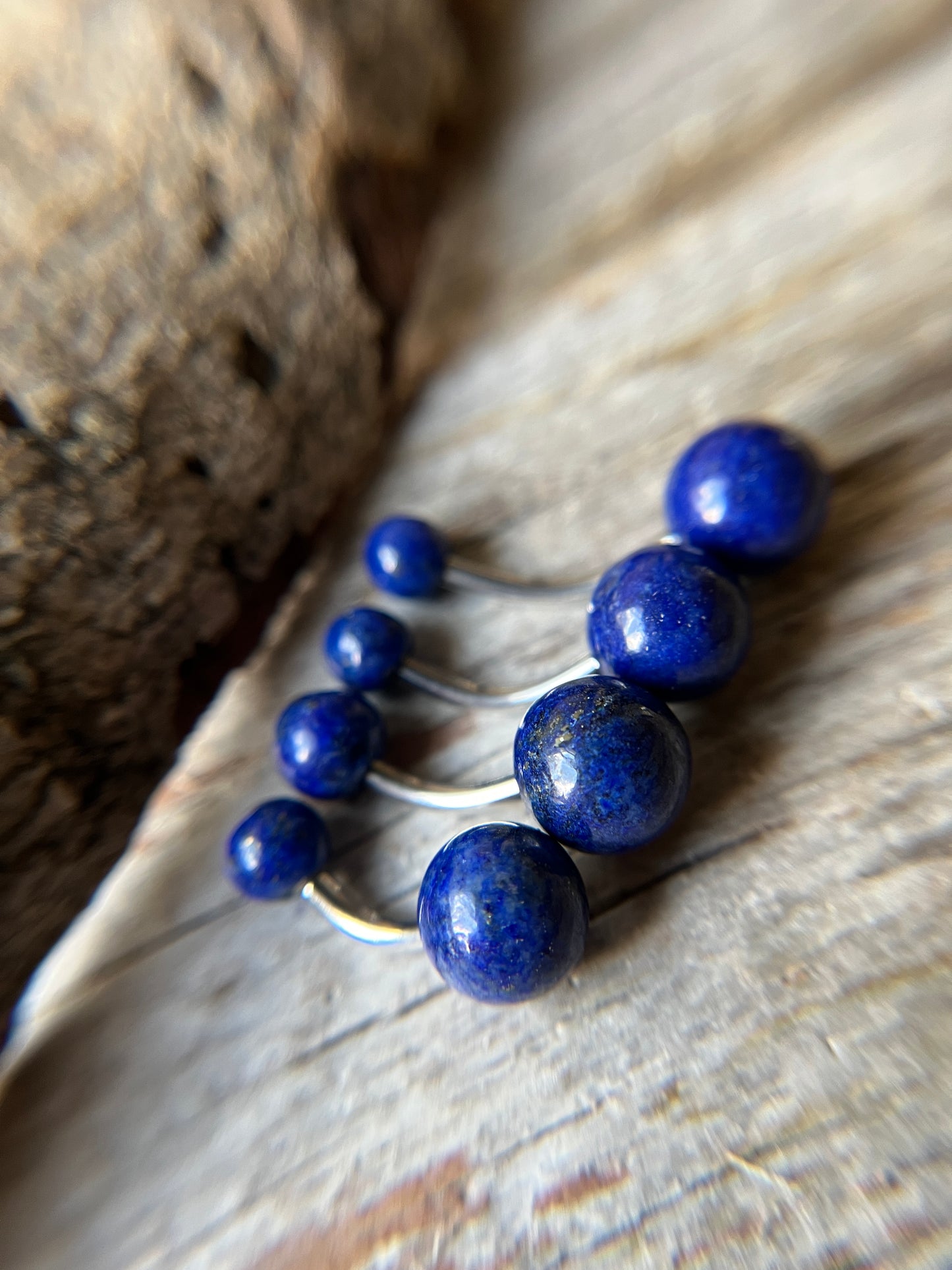 Pick Your Finish Color Lapis Lazuli Natural Stone 14G Curved Barbell