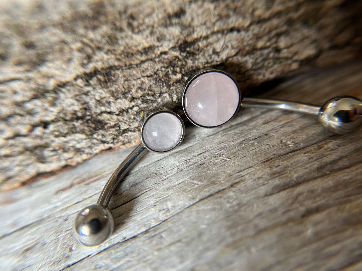 Rose Quartz Natural Stone Belly Ring