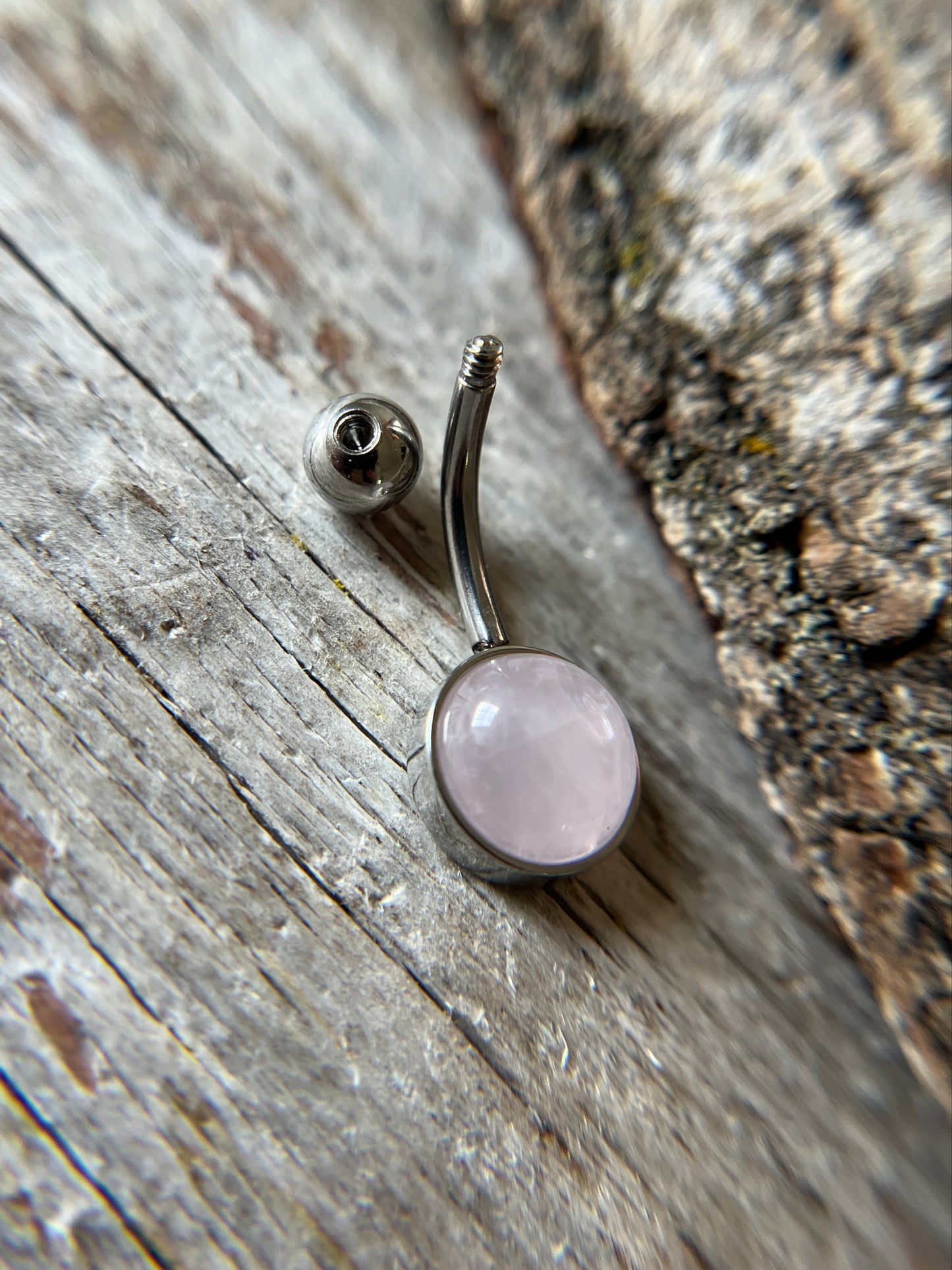 Rose Quartz Natural Stone Belly Ring