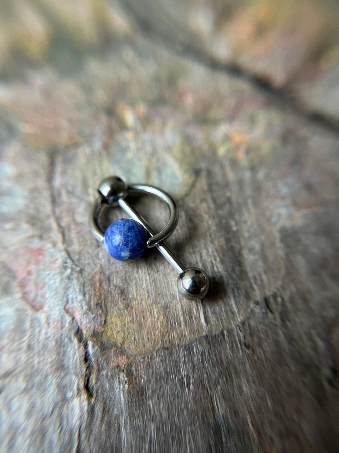 Sodalite Natural Stone Slave Knocker Tongue Barbell