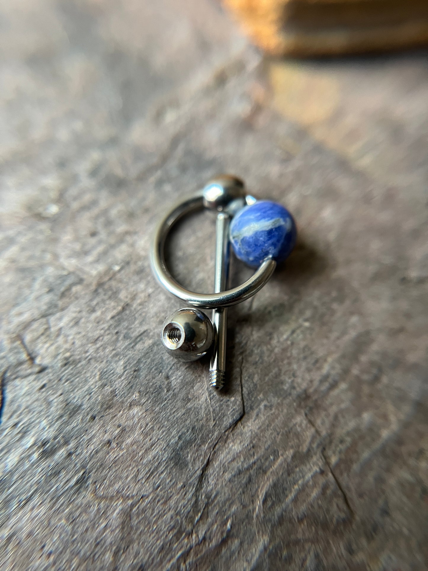 Sodalite Natural Stone Slave Knocker Tongue Barbell