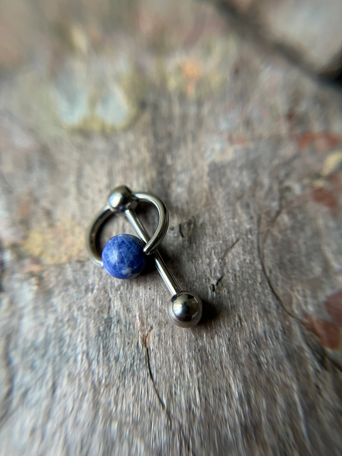 Sodalite Natural Stone Slave Knocker Tongue Barbell