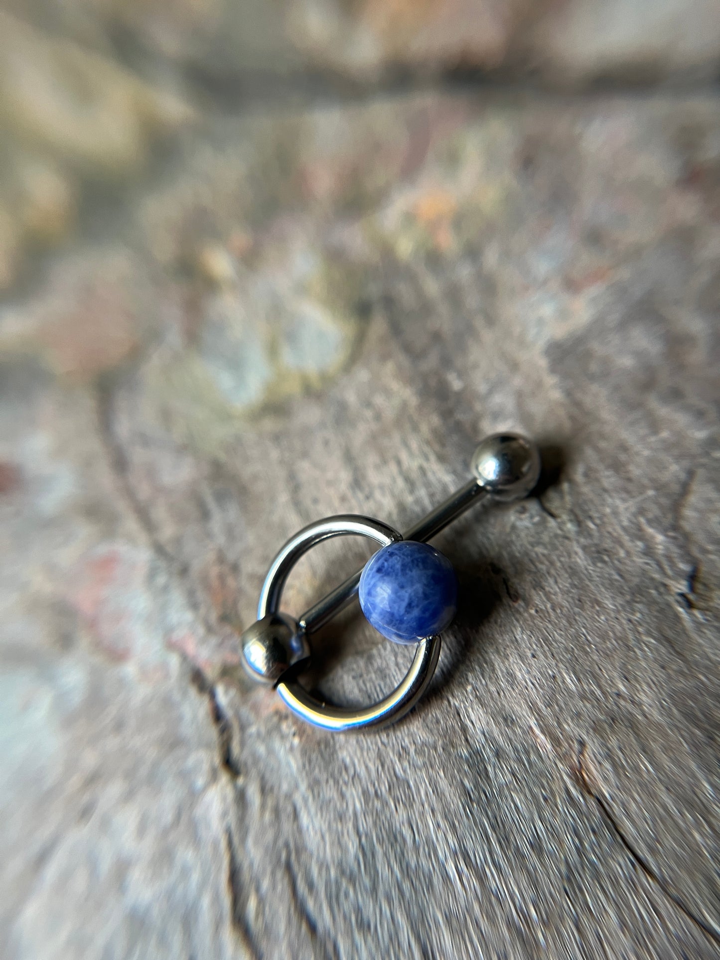 Sodalite Natural Stone Slave Knocker Tongue Barbell