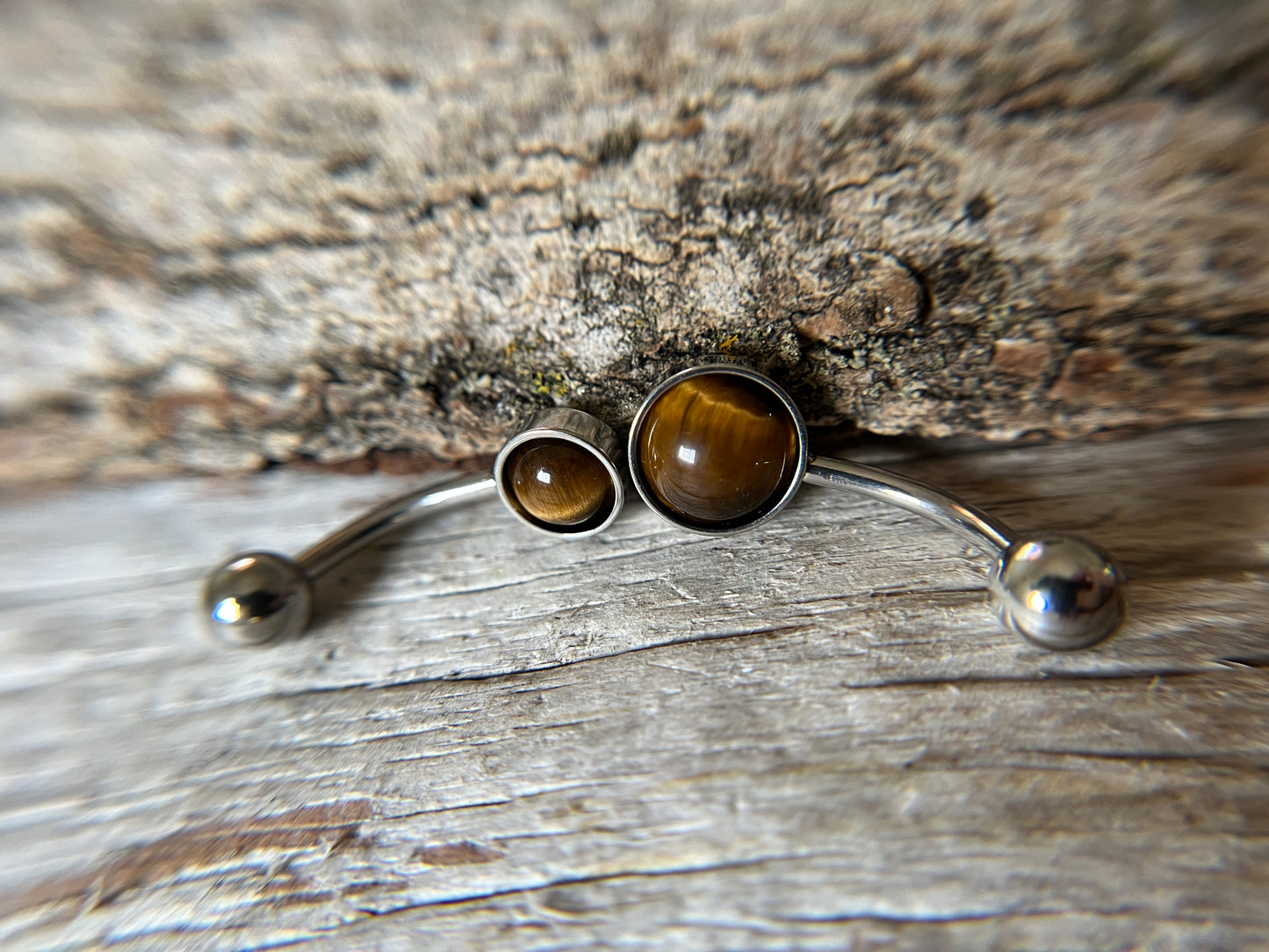 Yellow Tiger's Eye Natural Stone Belly Ring