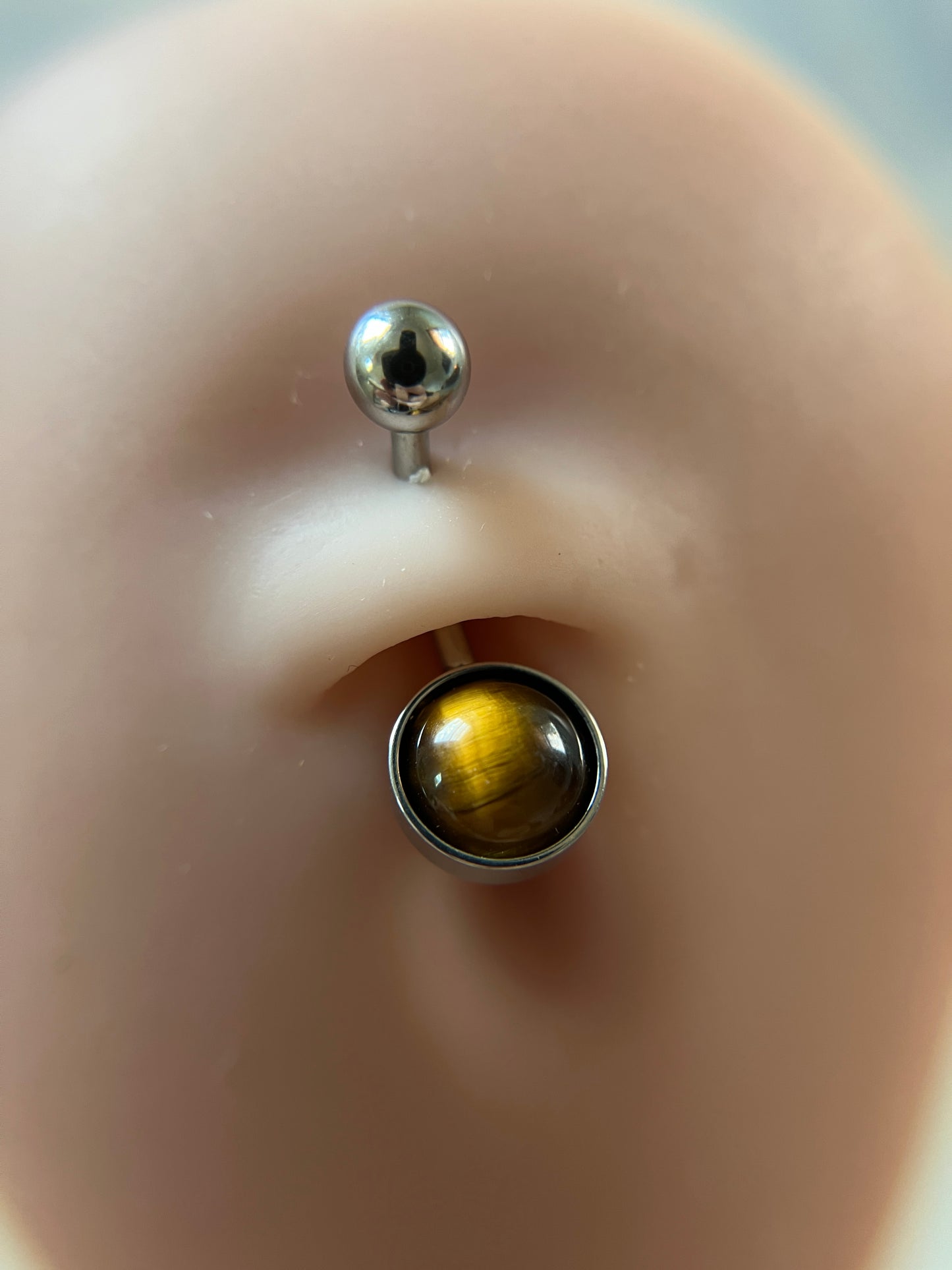 Yellow Tiger's Eye Natural Stone Belly Ring