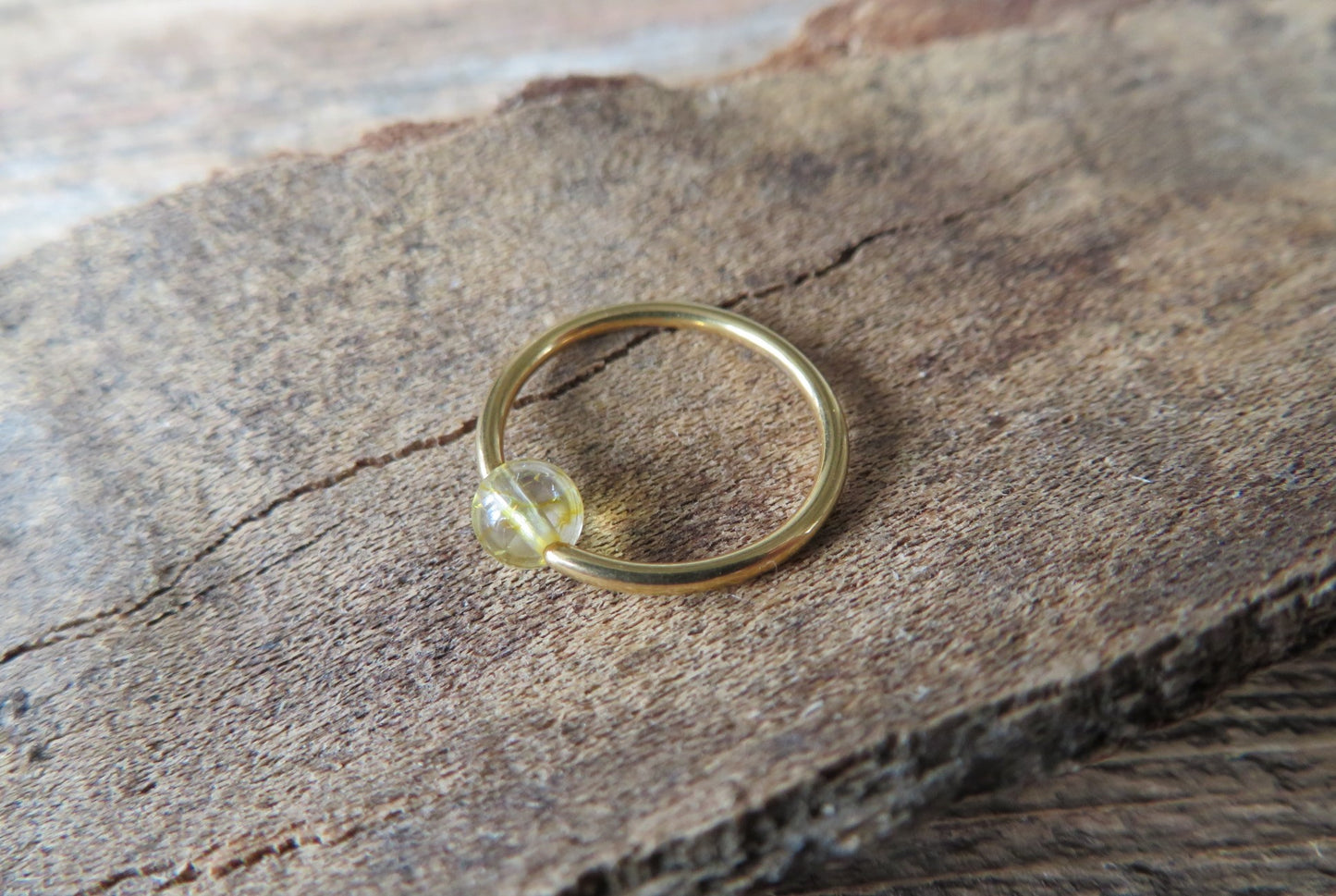 Citrine Natural Stone Gold Titanium Ion Plated CBR Ring