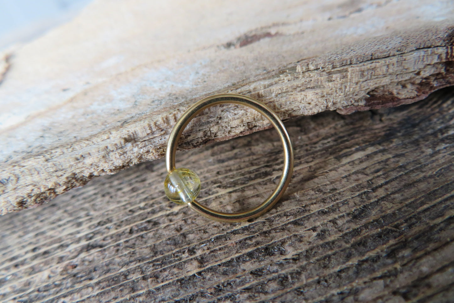 Citrine Natural Stone Gold Titanium Ion Plated CBR Ring