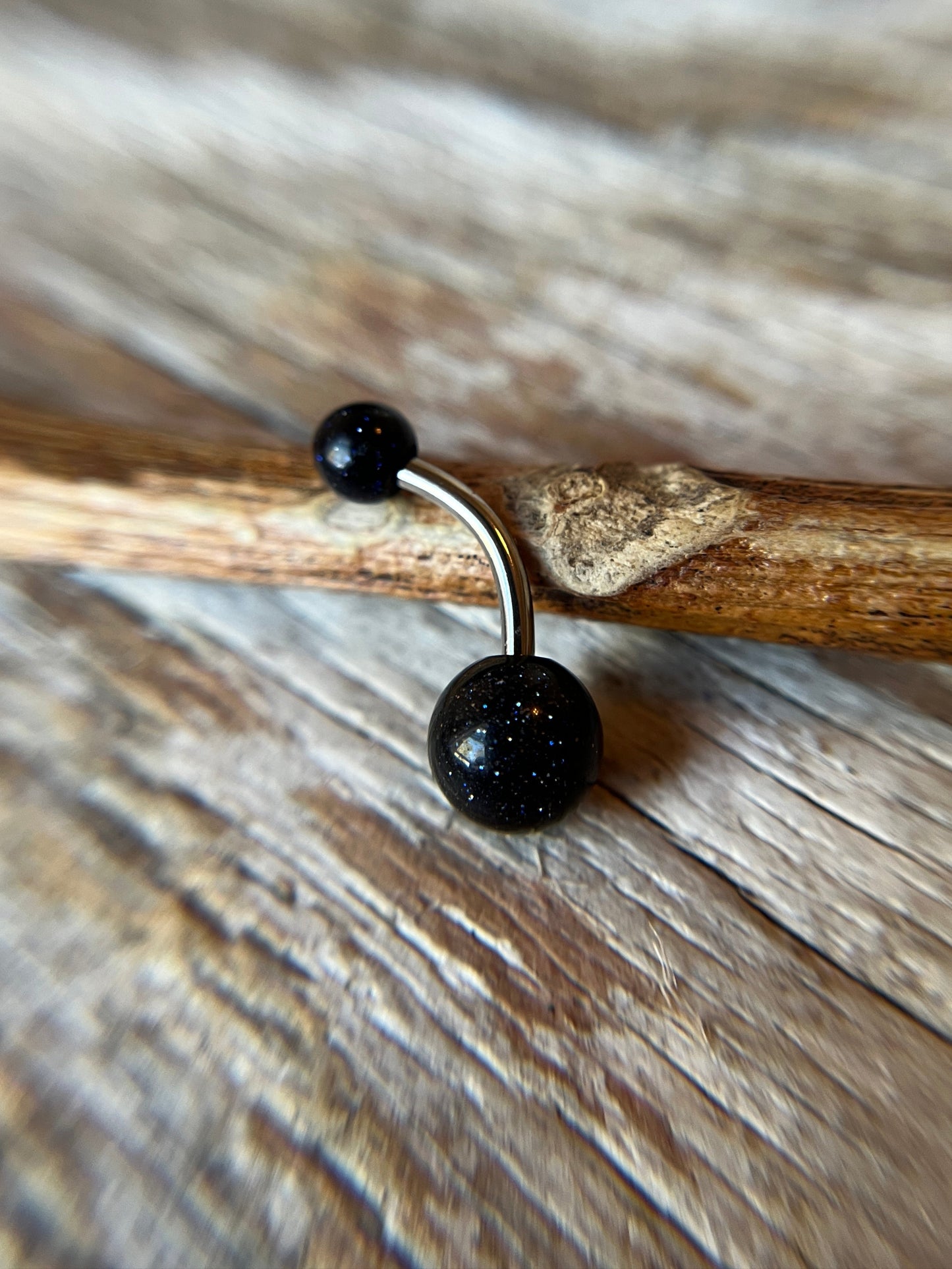 Galaxy Blue Goldstone 14G Implant-Grade Titanium Curved Barbell