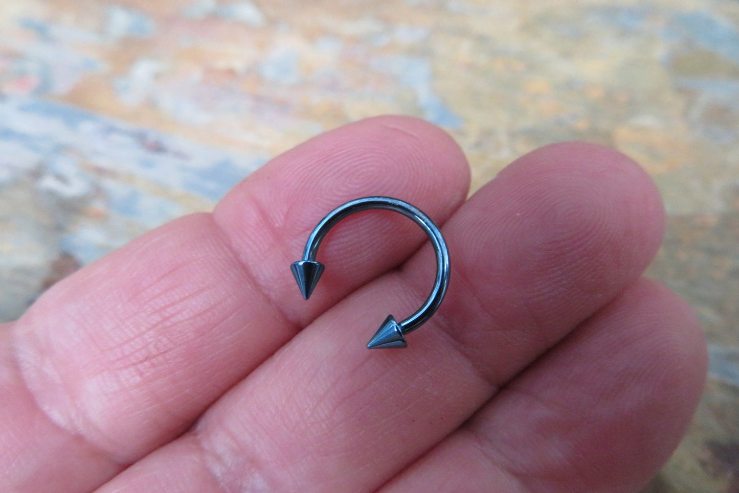 Sky Blue Titanium Ion Plated Spiked 16G (1.2mm) Horseshoe Ring Septum Piercing 316L Surgical Steel Spikes