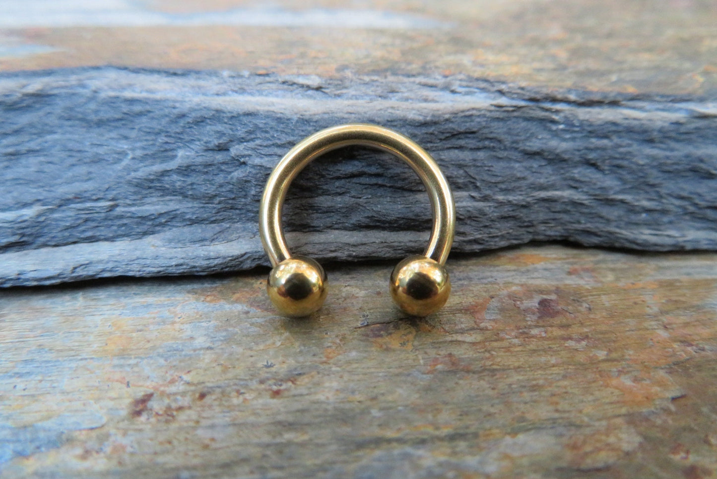 THICK Gold Titanium Ion Plated 14G (1.6mm) Horseshoe Ring Septum Nipple Piercing Barbell 316L Surgical Steel Gauged Up