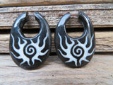 Hand Carved Horn Hoop Earrings (Sun)