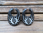 Hand Carved Horn Hoop Earrings (Sun)