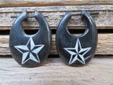 Hand Carved Horn Hoop Earrings (Sun)