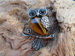 Natural Stone Owl Pendant (Tiger's Eye)