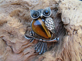 Natural Stone Owl Pendant (Tiger's Eye)