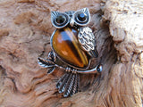 Natural Stone Owl Pendant (Tiger's Eye)