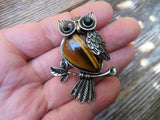 Natural Stone Owl Pendant (Tiger's Eye)