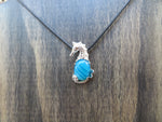 Natural Stone Seahorse Pendant (Blue Agate)