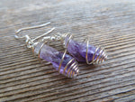 Basket Cage Wire Wrapped Natural Stone Earrings (Amethyst)