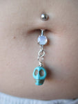 Handmade Skull Dangle Belly Ring (White)