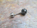 Large Natural Stone Belly Ring (Snowflake Obsidian)