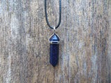 Crystal Point Natural Stone Necklace (Navy Sunstone)